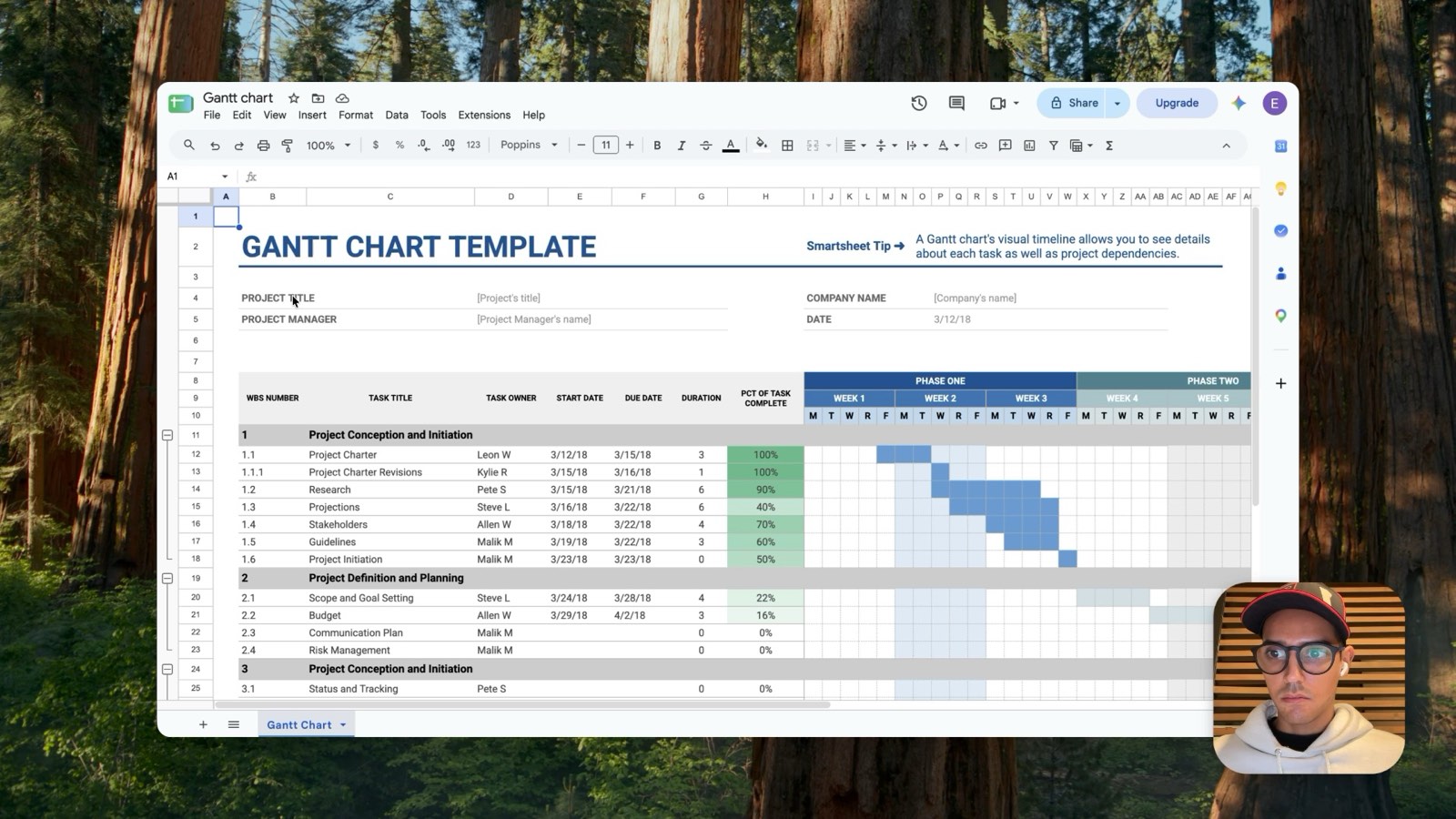 The recording on a forest wallpaper from macOS